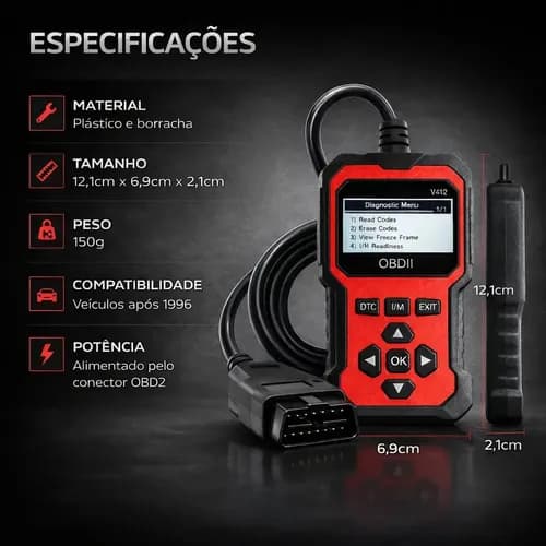 Scaner Automotivo OB2 V410  Apaga Erros e Diagnostico do Sistema
