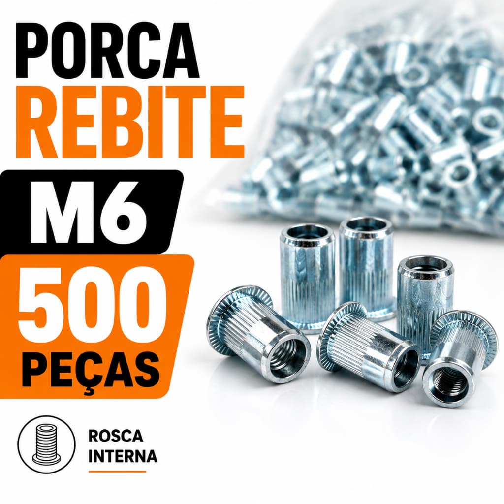 Porca Rebite M6 Rebite Roscado Rosca Interna Rivet Nut Aço Zincado Flangeada 100 200 ou 500 Peças