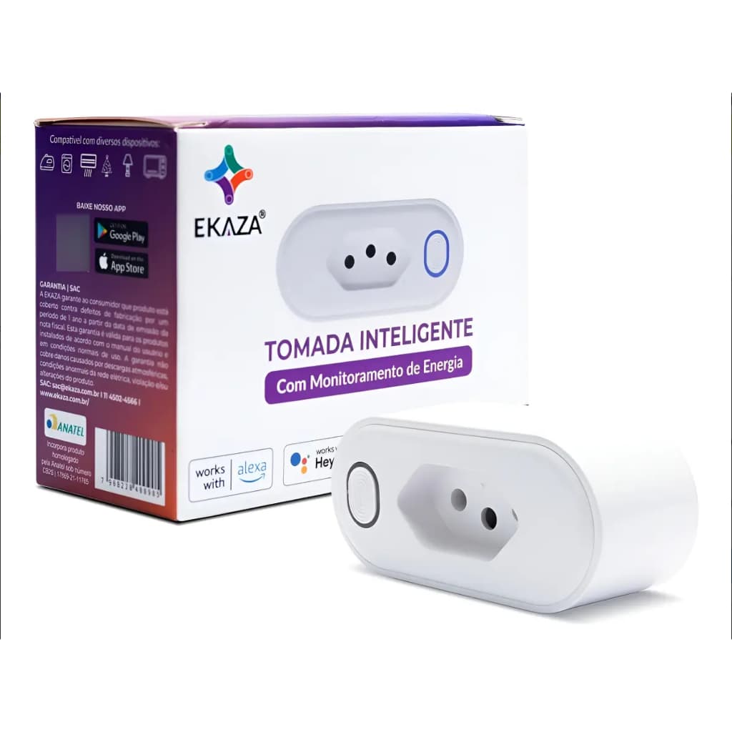 Tomada Inteligente Wi-Fi 20A com Medidor de Consumo | Compatível com Alexa e Google Assistente.