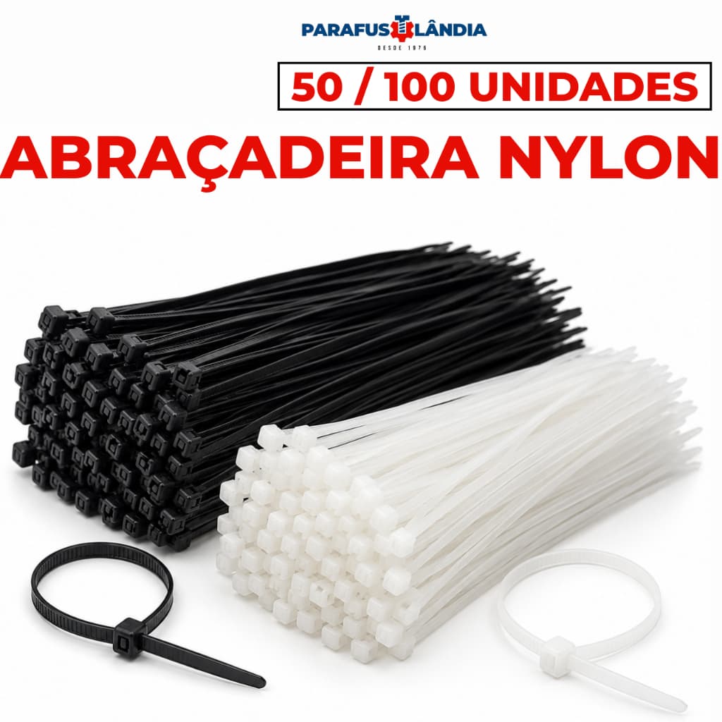Kit Abraçadeira Nylon Enforca Gato Preta Branca 50 ou 100 Unidades Diversas Medidas