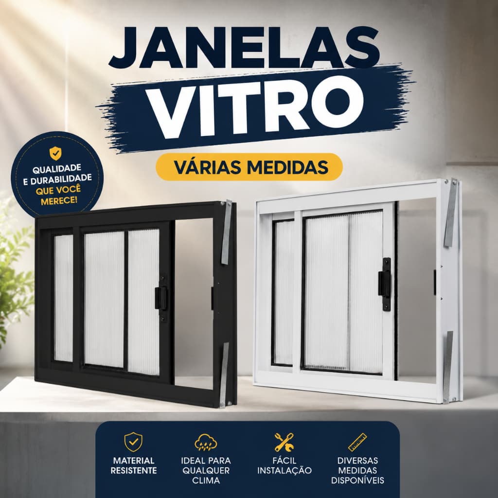 Janela Vitro 2 Folhas de Correr De Aluminio e Policarbonato Veneziana Várias Medidas Para Qualquer Ambiente