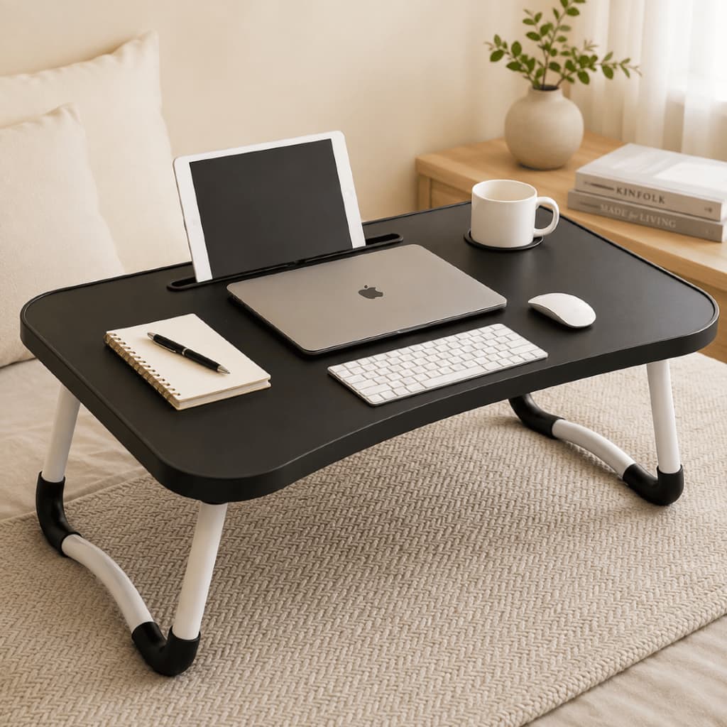 Mesa Portátil Dobrável para Notebook Cama Sofá Home Office Ergonômica Multiuso com Porta Copo