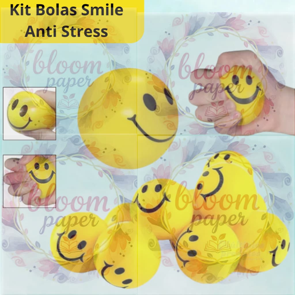 Bola Anti Stress Smile Bolinha De Mão Fisioterapia Recuperação Muscular