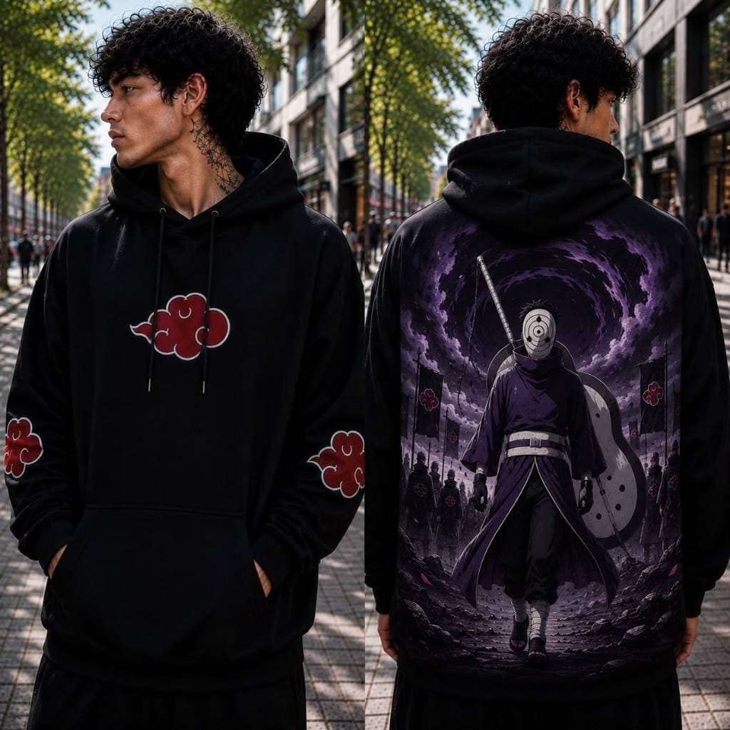 Moletom Masculino Preto Akatsuki Obito Uchiha Estampado - Envio Imediato