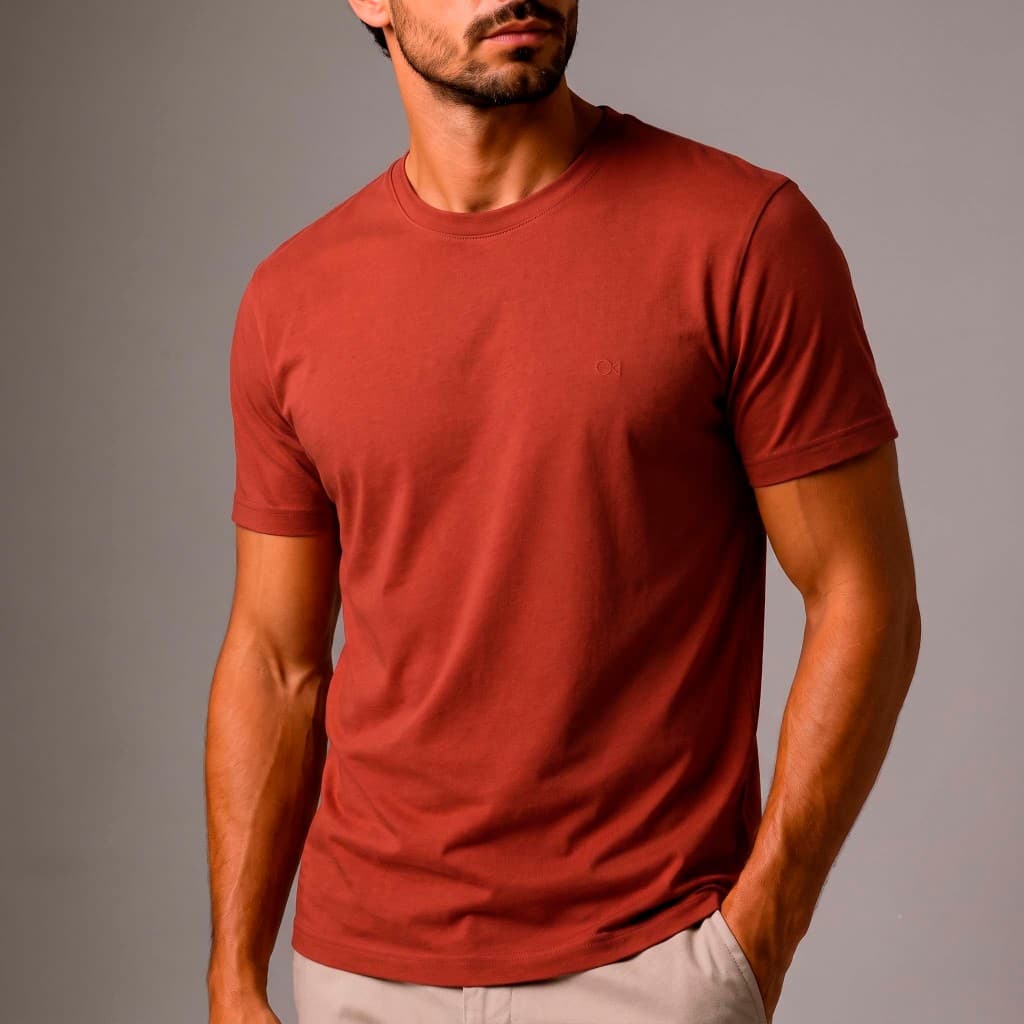 Camiseta Basica Ogochi Original Masculina 100% Algodão Gota Redonda Slim Fit Lisa