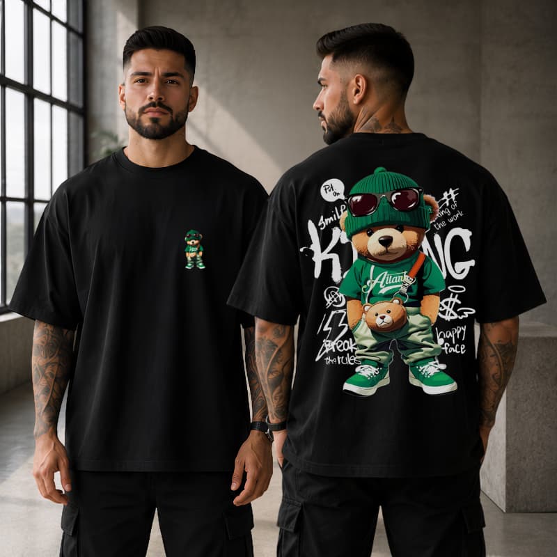 Camiseta Oversized Streetwear Estampa Urso Bear Style 100%  Algodão