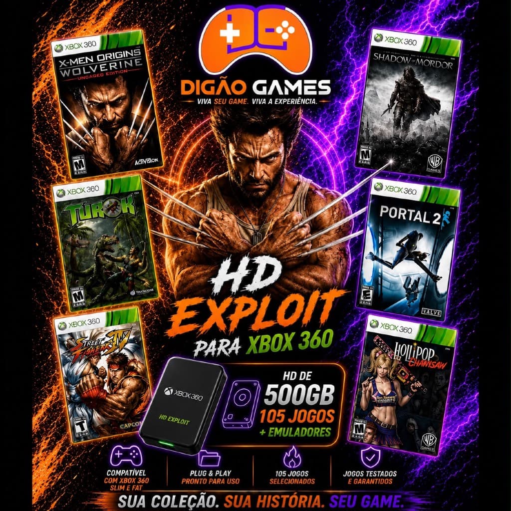 Hd Externo 500gb para Xbox 360 +105 jogos