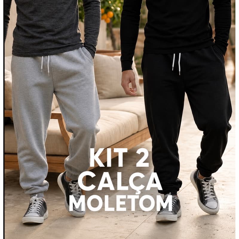 Kit 2 Calças De Moletom Peluciado Masculina Estilo Jogger Casual Confortavel