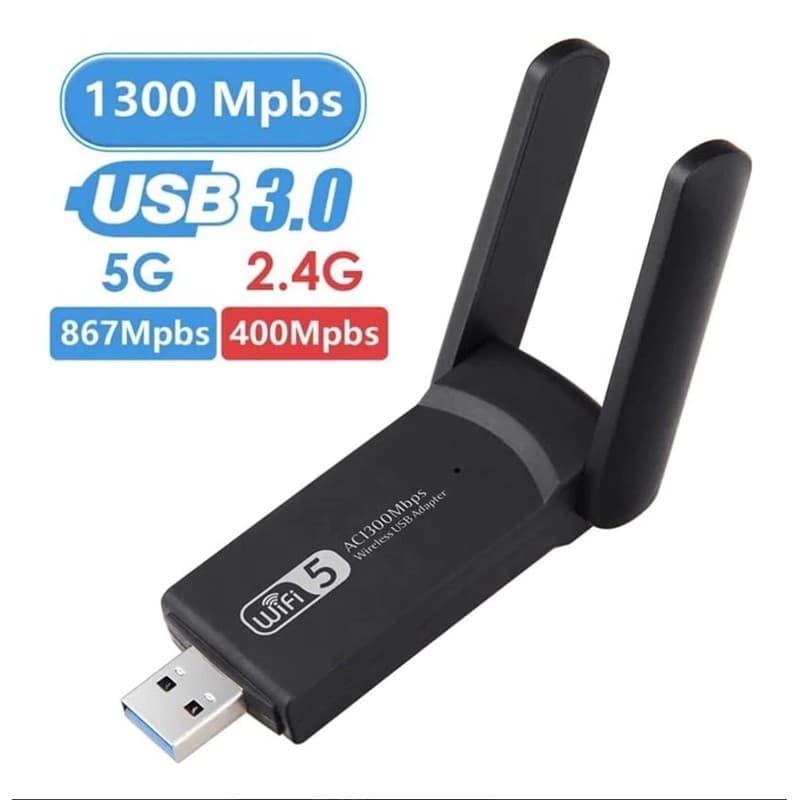 Adaptador Usb Wifi Wireless Dual Band Ac1300 5ghz e 2.4ghz 1300mbps Duas Antenas Externas