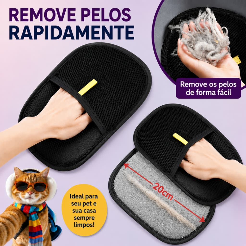 Luva Removedora de Pelos Pet Dupla Face
