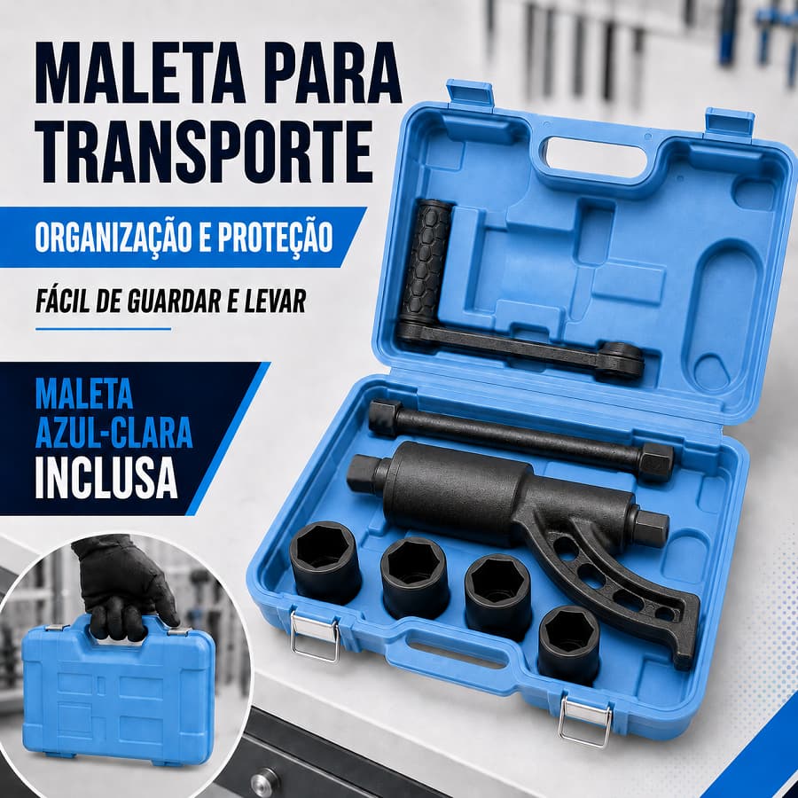 Desforcímetro Torqueador Multiplicador de Torque 1:69 com 4Soquetes e Maleta para Caminhão Ônibus