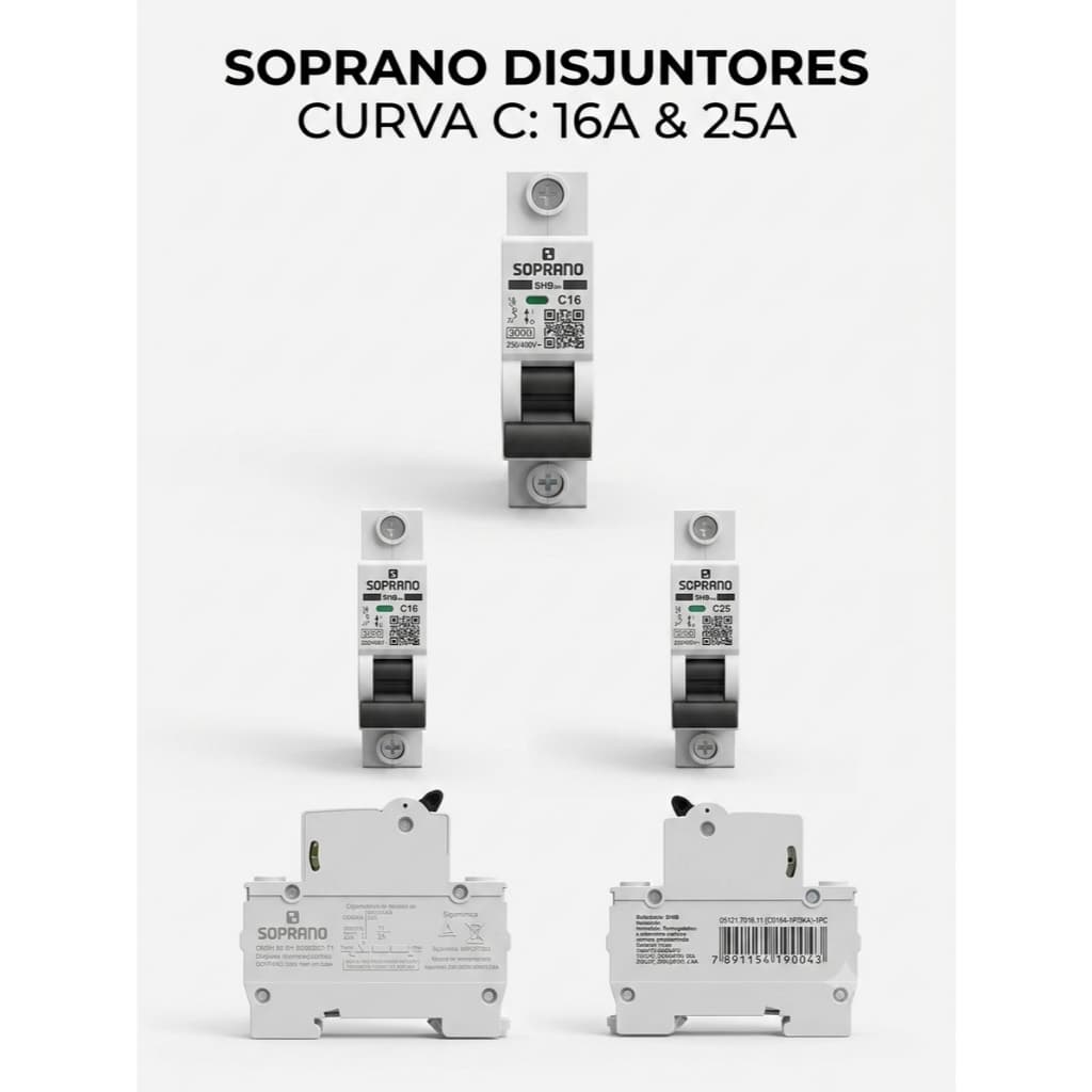 Disjuntor Soprano Monofásico - Curva C 16A/25A