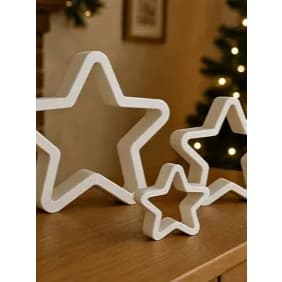 Kit com 3 Estrelas Decorativas em PLA – Decoração de Natal Minimalista 3D