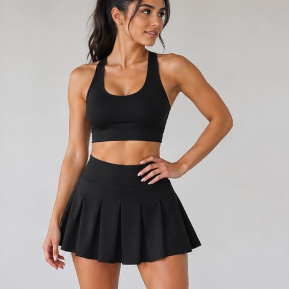 Conjunto Feminino Academia Short Saia Rodado Bailarina e Top Sem Bojo Suplex