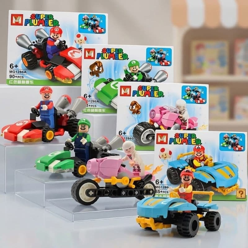 kit 4 Caixas Lego Super Mario Kart Blocos de Montar Presente