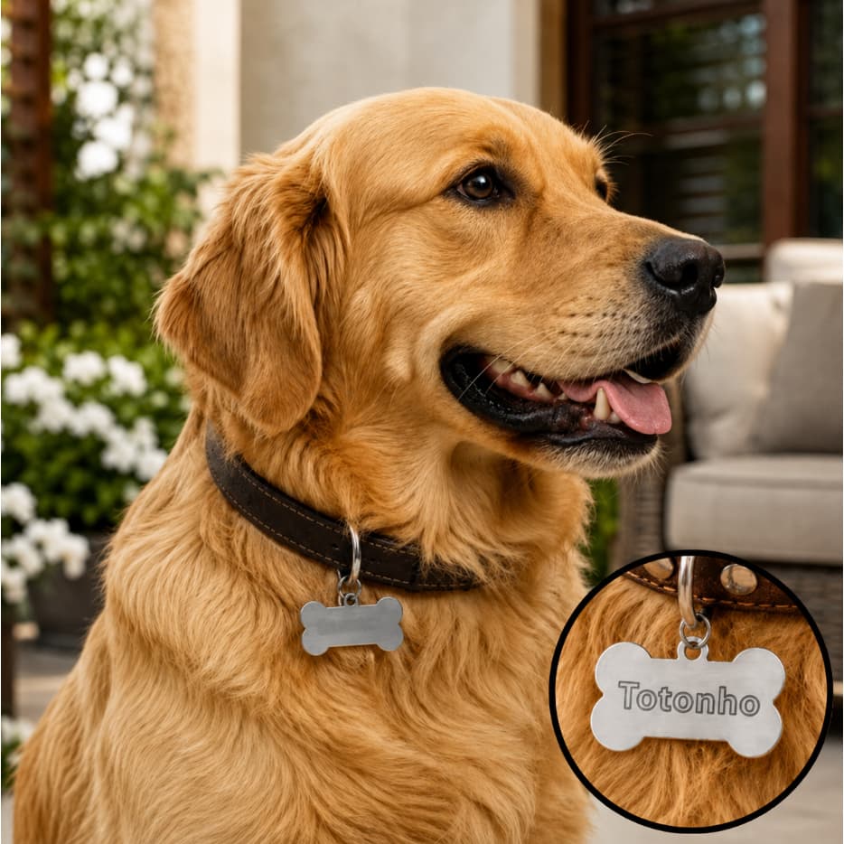Plaquinha Identificação de Pet Nome Personalizado Pingente para Coleira Cachorro Gato Gravação