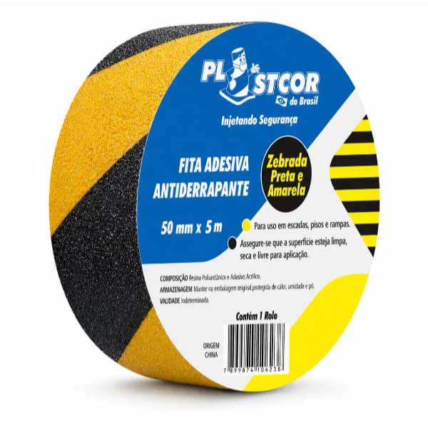 Fita Antiderrapante Zebrada 50mm x 5m Plastcor