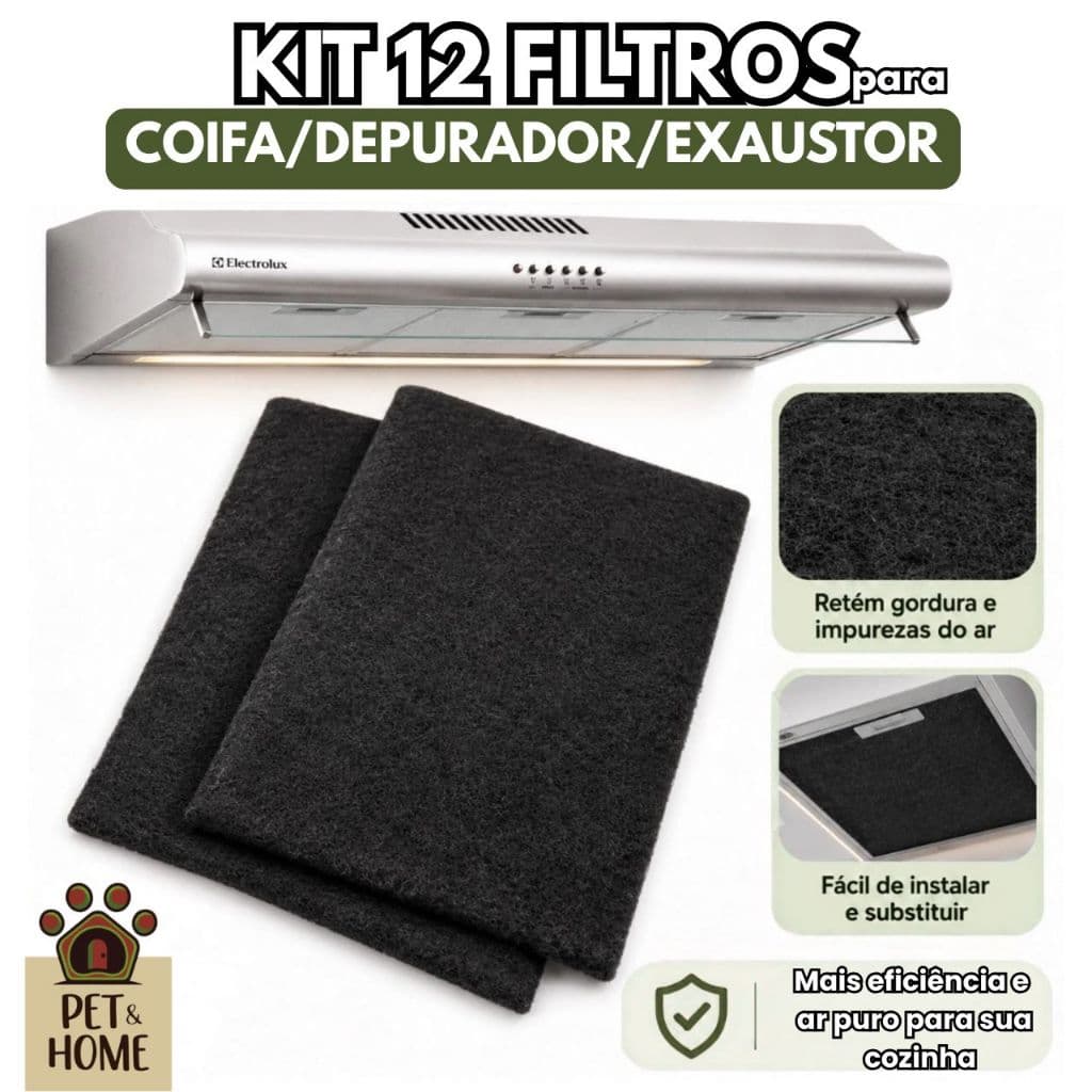 Kit 12 Refil Manta Coifa e Depurador Antigordura Universal Serve Suggar Mondial Colormaq