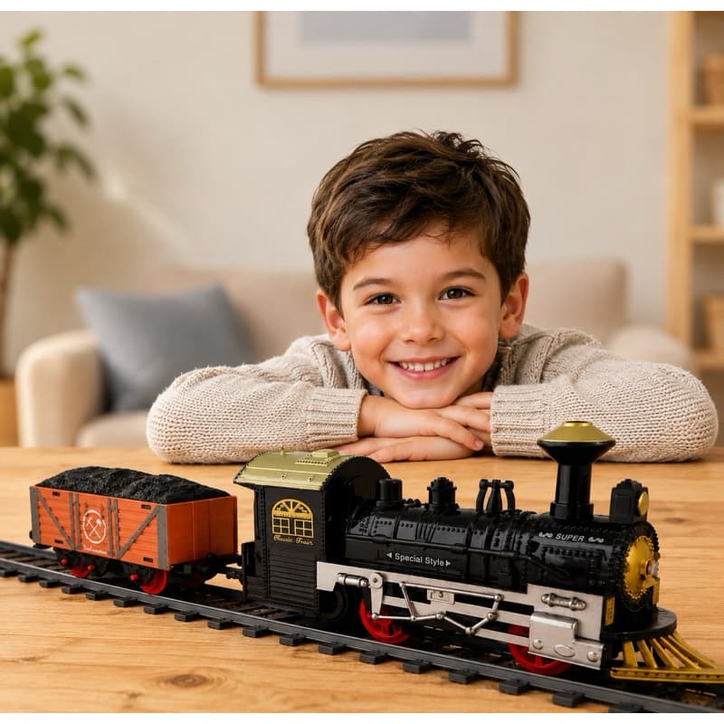 Trem De Brinquedo Criança Menino Menina Com Luz Presente