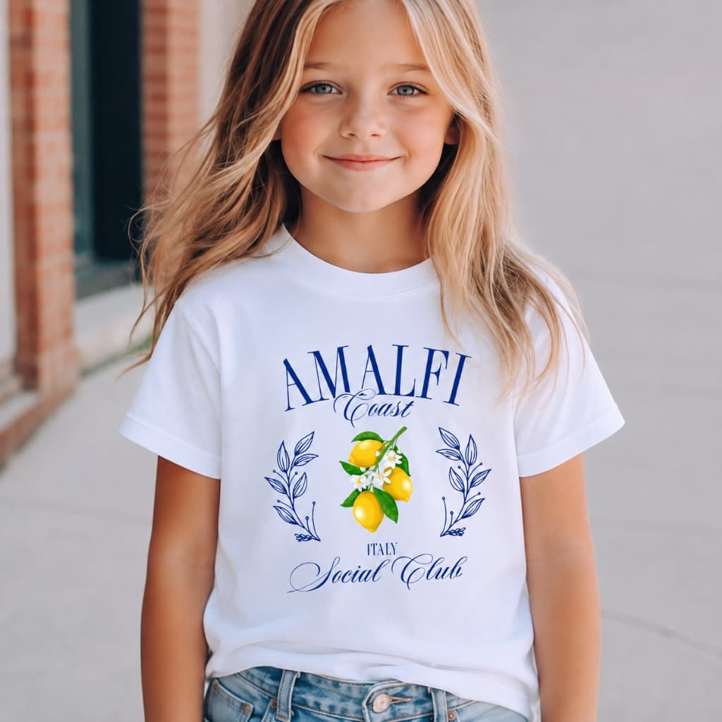 Camiseta Infantil 100% Algodão Menina Estampa de Limão Blusa Delicada Amalfi