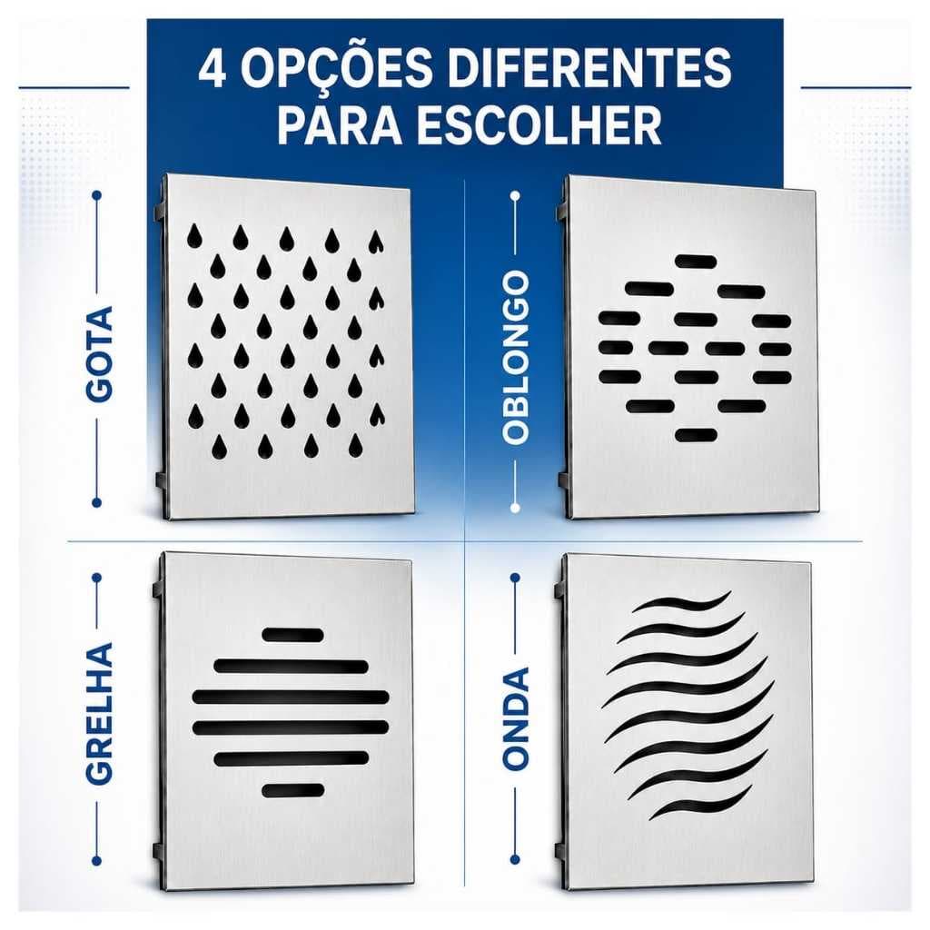 Ralo Inteligente Para Box 14x10cm em aço inoxidável