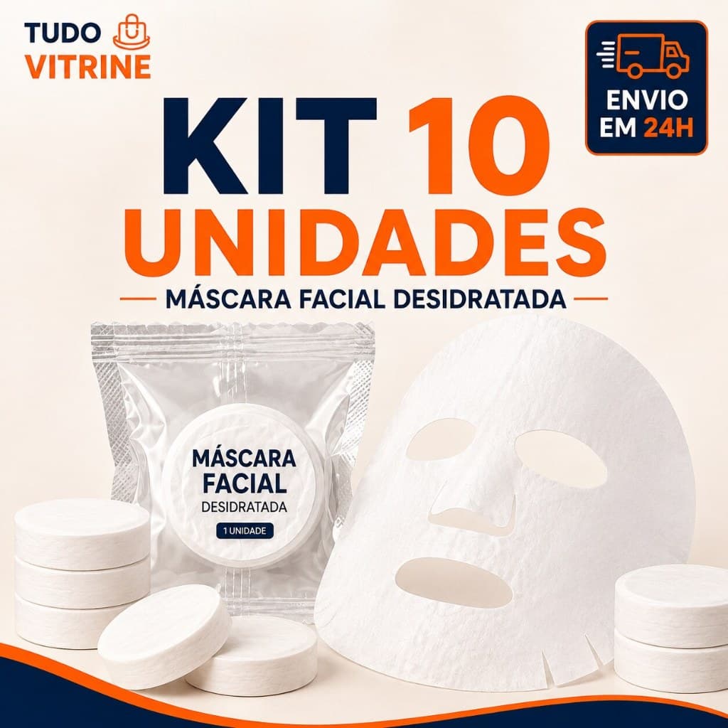 10 Unidades de Mascara Facial Desidratada Comprimida Expande com Água Skincare Uso Único