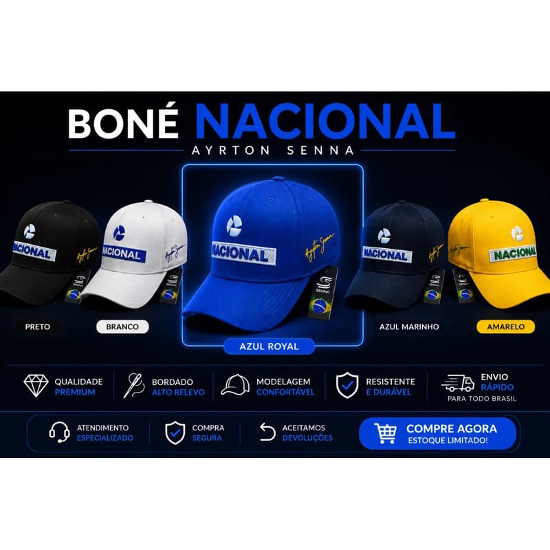Boné nacional modelo 6 gomos bordado frontal e nas laterais tecido brin regulador snapback