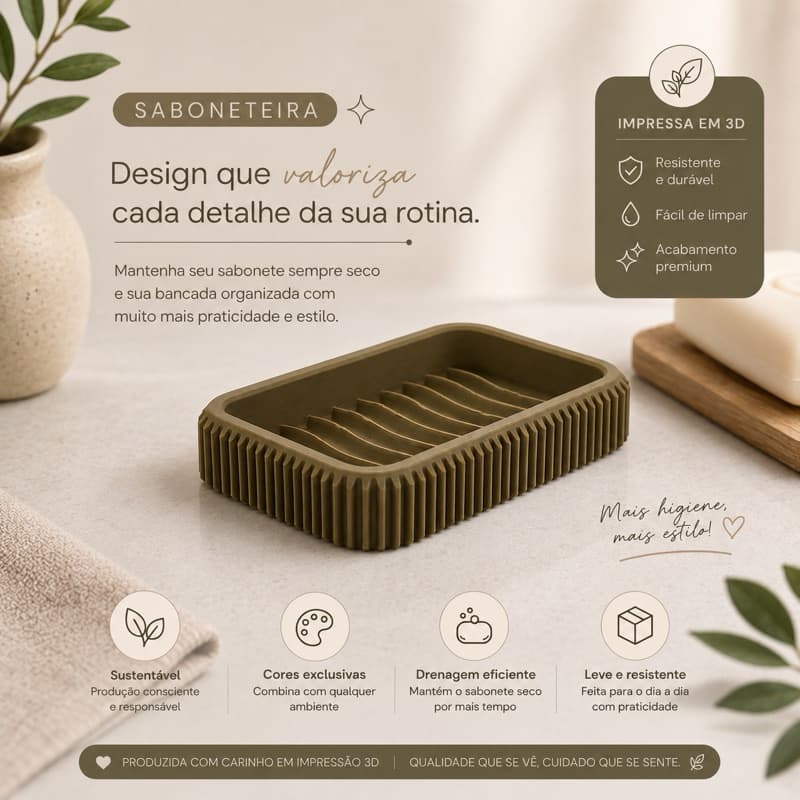 Saboneteira elegance com drenagem Saboneteira Premium