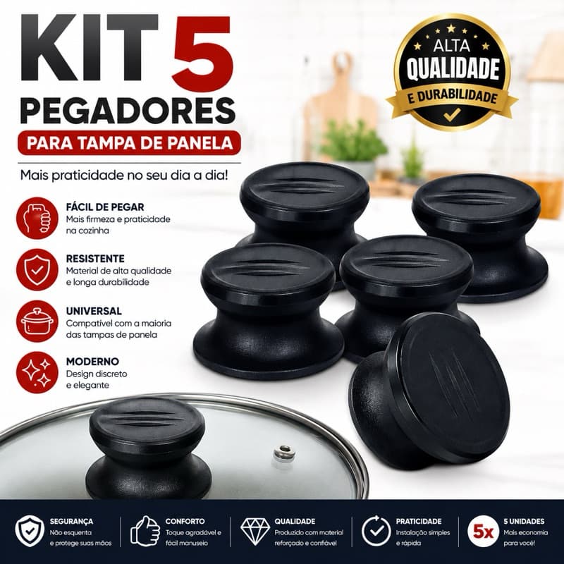 Pegadores Para Tampas De Panela Universal - Tampa De Vidro ,Alúminio E Inox