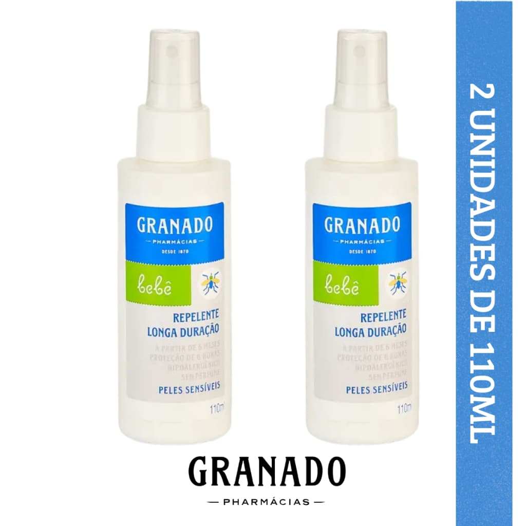 Kit 2 Repelente Granado Bebê Infantil Longa Duração 110ml Spray – Peles Sensíveis Sem Perfume