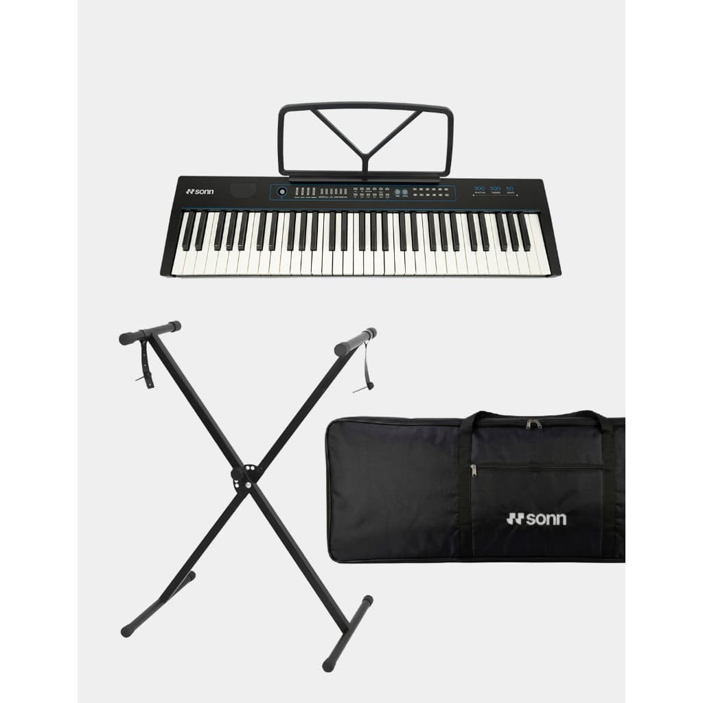 Teclado musical + capa e suporte Sonn 61 Teclas + Capa grande+ Suporte teclado 300 Timbres e Ritmos Função sustain