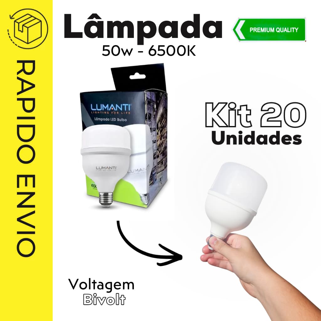 Kit 20 Lâmpadas LED High Power 50W Lumanti 4000lm 6500K