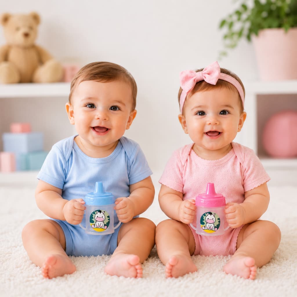 Caneca de Treinamento Infantil 220ml com Alças e Tampa Copo para Bebê Criança 6 Meses+ Antivazamento