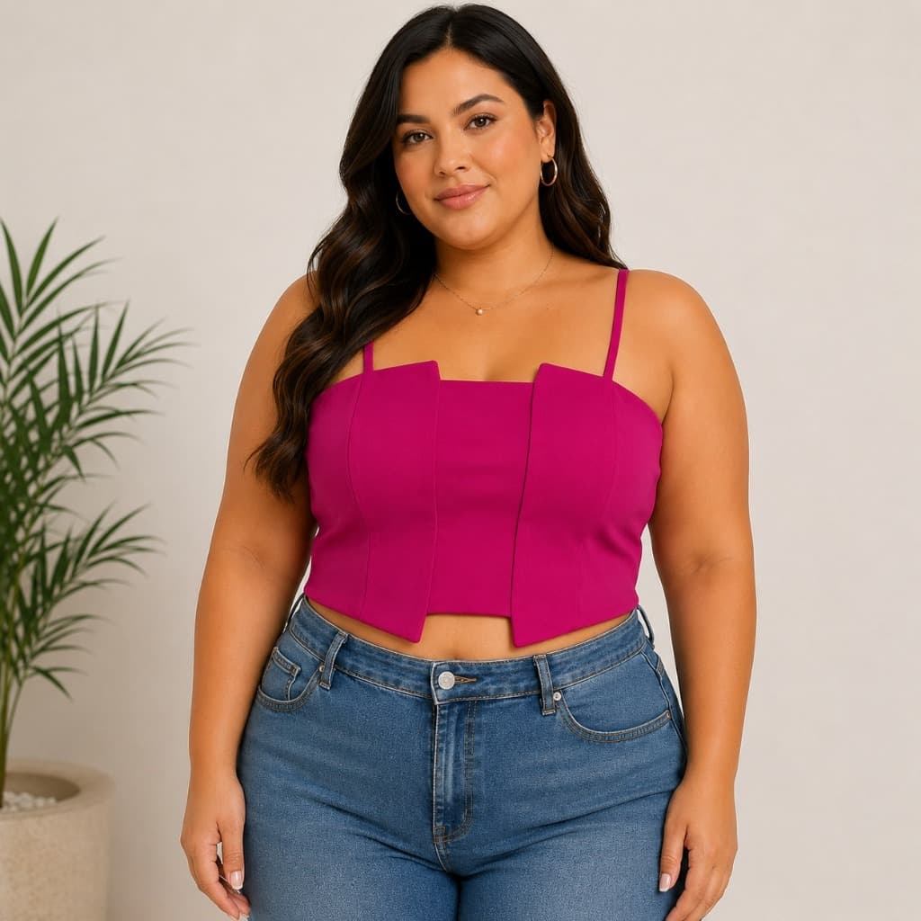 Cropped Feminino Top Alça Fina Básico Moda Casual
