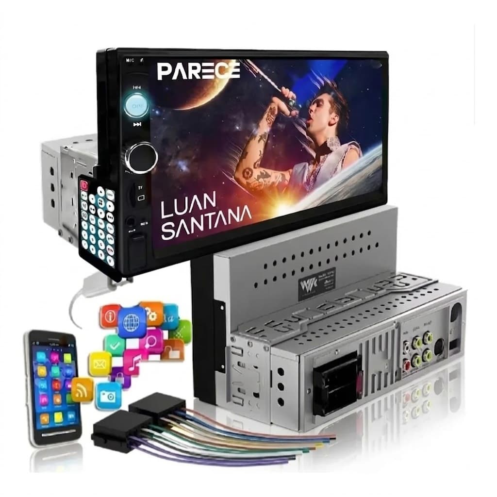 Central Multimídia Mp5 1 Din Espelhamento Bluetooth Usb Fm auxiliar