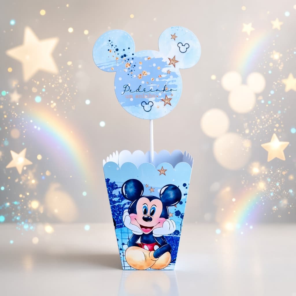 Kit 10 Centro de mesa Mickey Personalizados /Lembrancinha de Festa /Aniversário PEGUE E MONTE