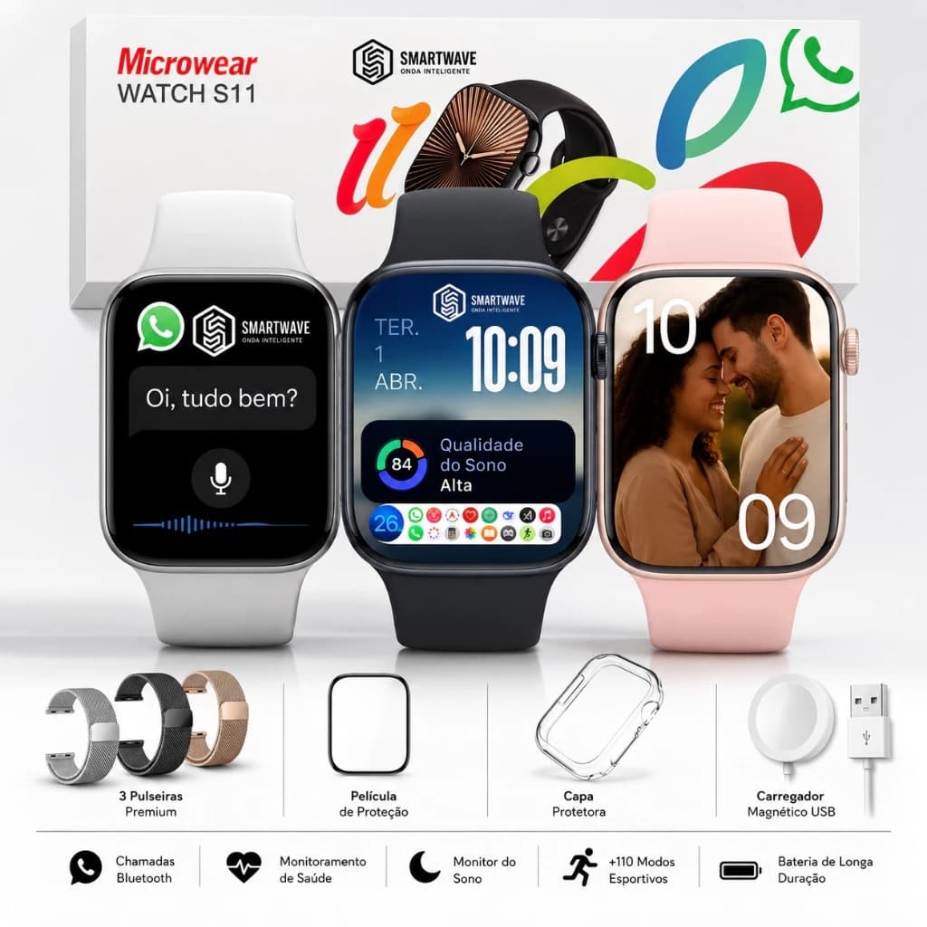 Relógio Smartwatch S11 Microwear Série 11 ChatGpt Amoled Whatsapp NFC GPS Masculino Feminino 46mm Original