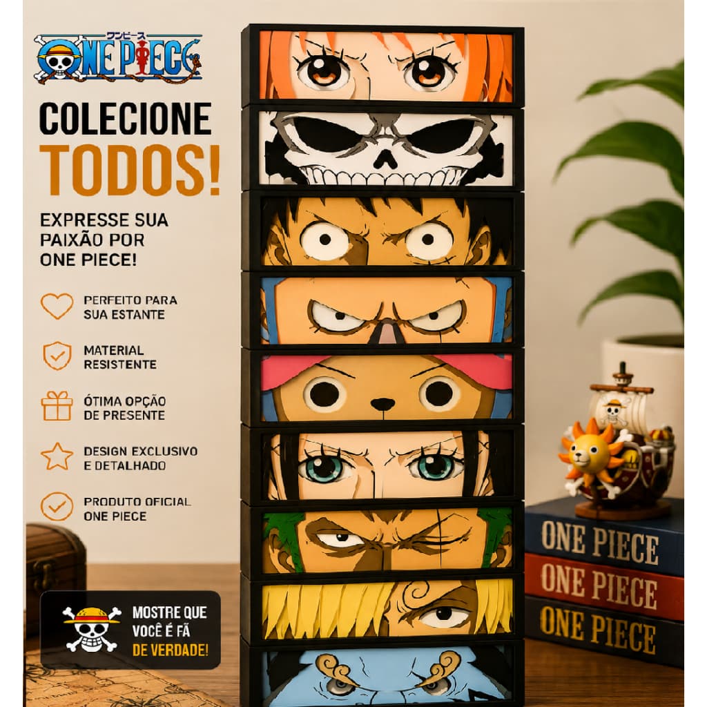 Quadro Decorativo One Piece Personagens Anime Para Estante Colecionador Luffy Zoro Sanji Chopper Robin