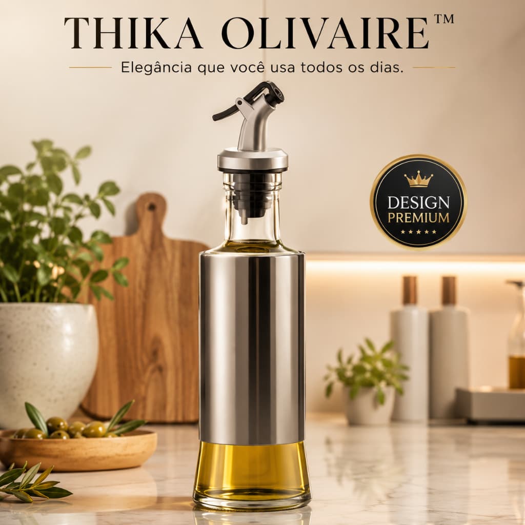 Dispenser de Azeite 300ml Vidro Inox com Bico Dosador – Galheteiro para Azeite, Vinagre e Molhos