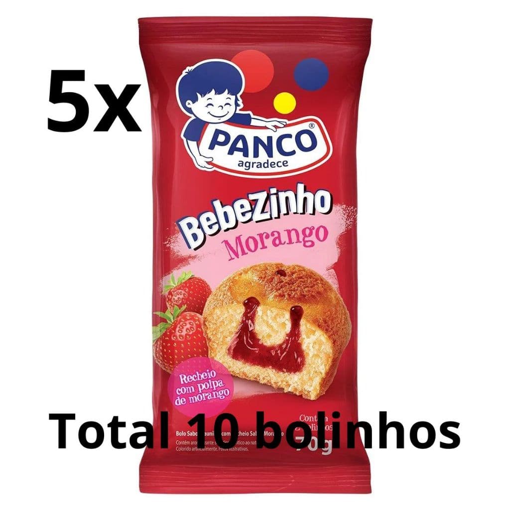 Kit 10 bolinhos Bebezinho Panco Morango (5x 70g)