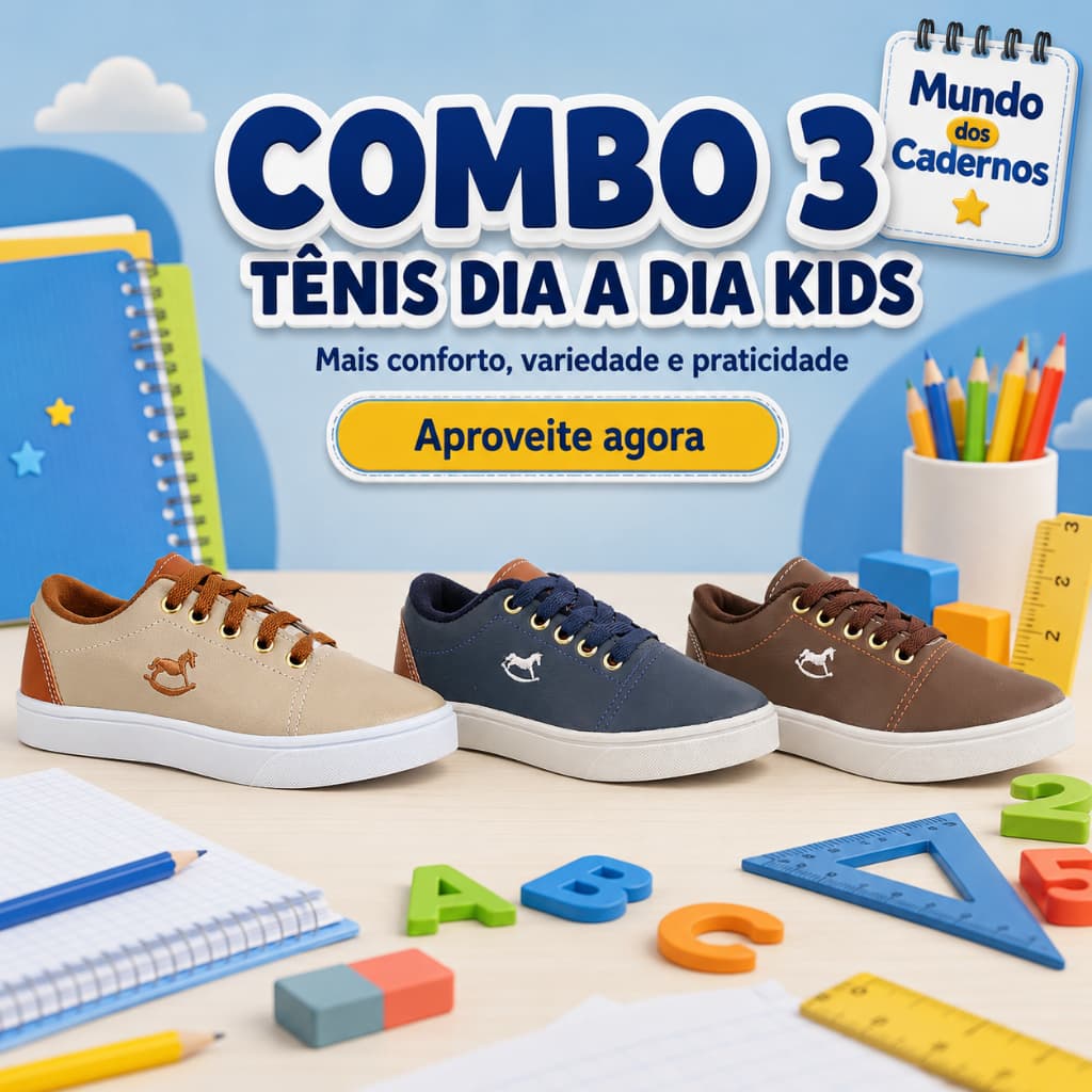 Combo 3 Tenis De Menino Para Escola | Mais Conforto, Variedade e Praticidade Do 26 ao 33 | APROVEITE