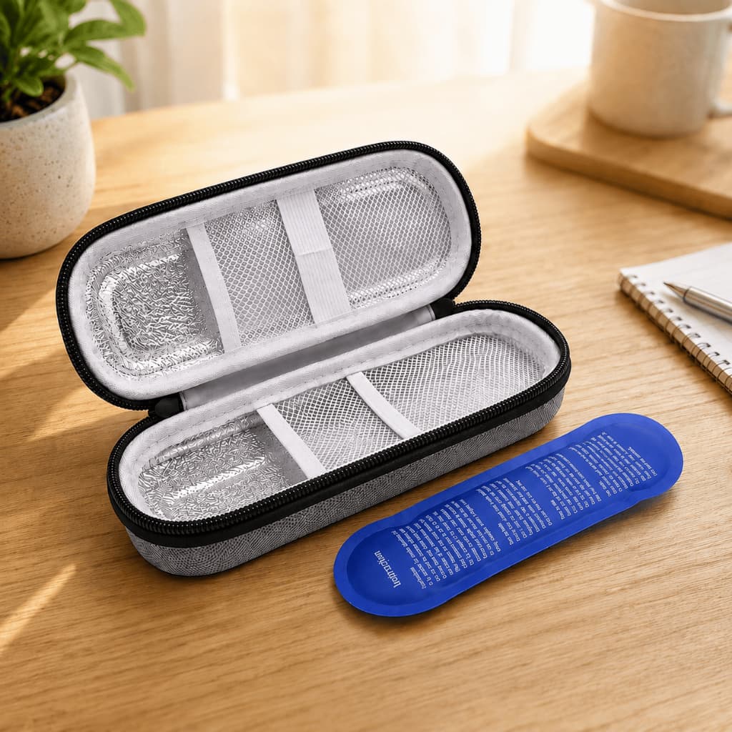 Estojo Térmico Case Portátil 20x5 Impermeável Caneta Emagrecedora Insulina Ampola Agulha Gel Térmico