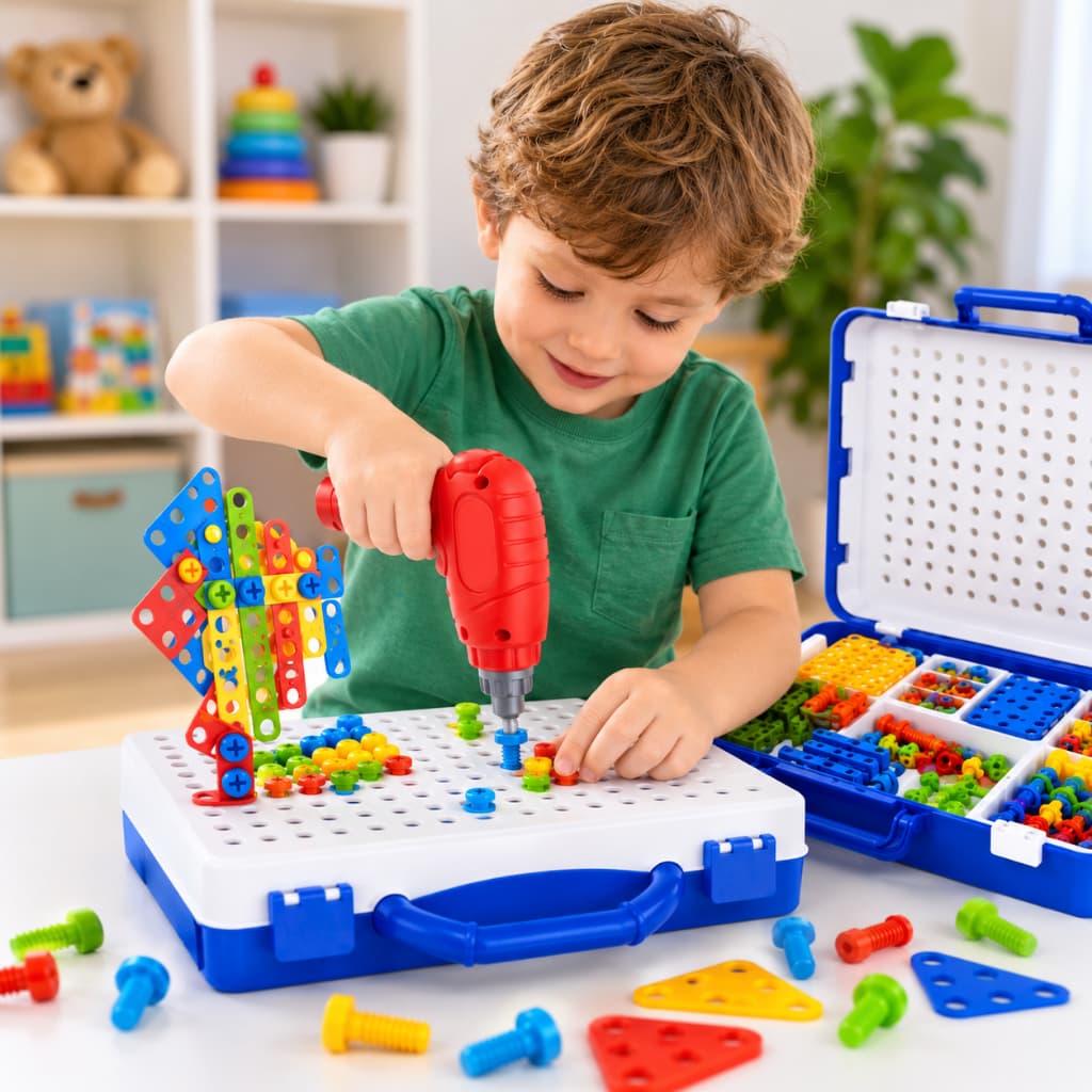 Brinquedo Educativo STEM Mosaico 237 Peças Parafusadeira