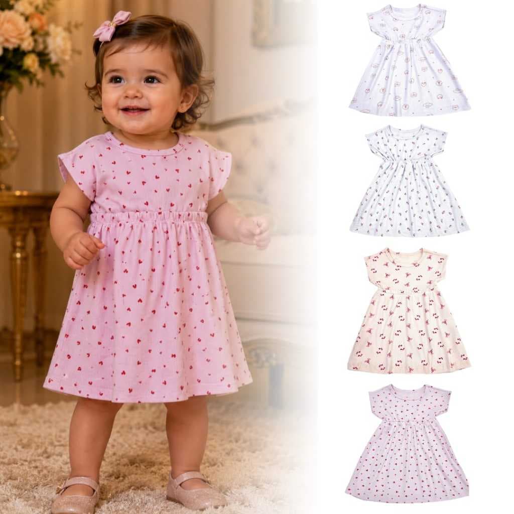 Vestido Infantil Bebê Menina Tamanhos 1 2 e 3