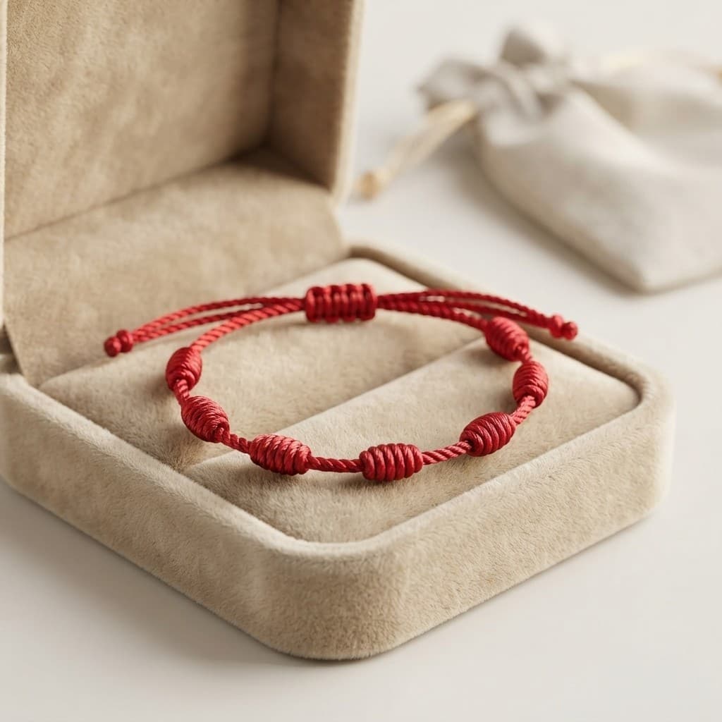 Pulseira Vermelha Trançada 7 Nós da Sorte - Kabbalah Ajustável Presente Masculino Feminino