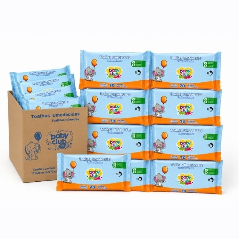 24 Pacotes Toalhas Umedecidas Lenço Umedecido Baby Club 1680 Lenços