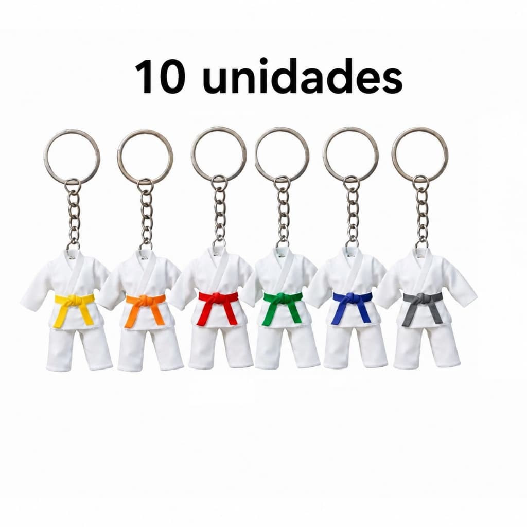 KIT Chaveiros Kimono 10 Unidades 5 cm Miniatura Jiu Jitsu/ Karatê/ Judô