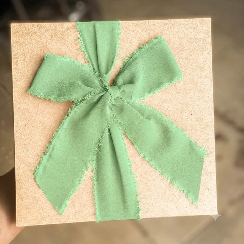 Fita Chiffon Verde Menta Artesanal Rústica Desfiada para casamentos, caixas padrinhos, festas