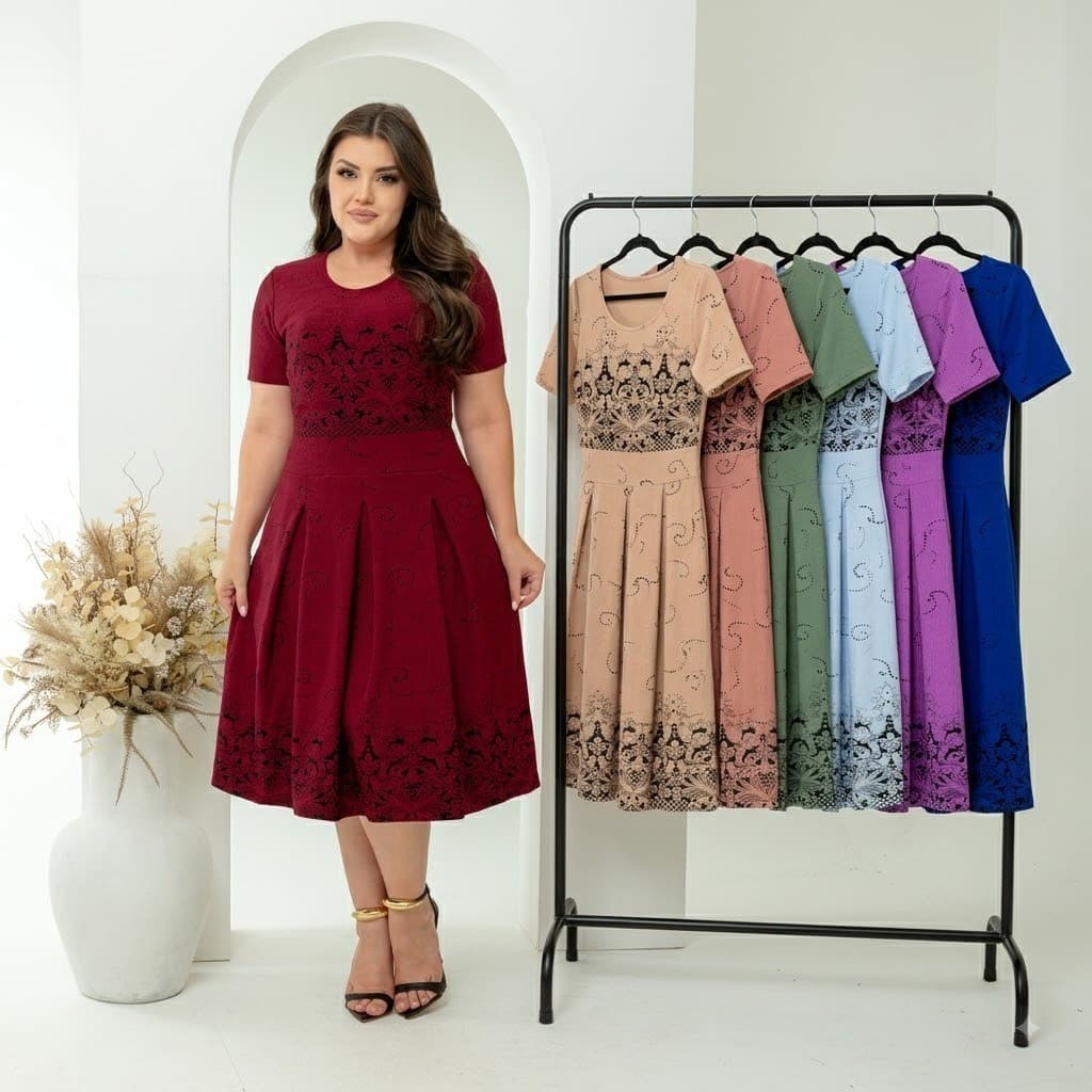 Vestido Midi Boneca Godê Evangelico Feminino Lary