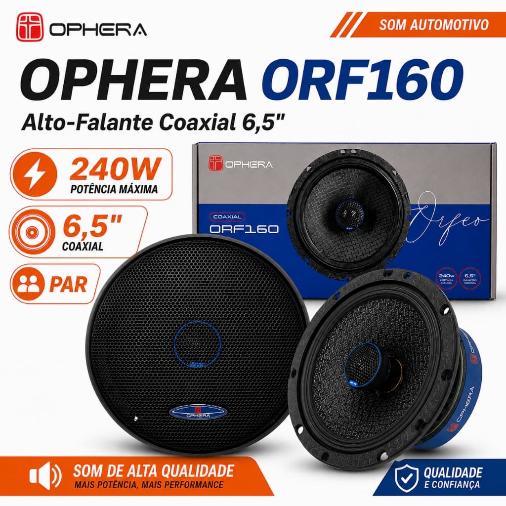 PAR 2 ALTO FALANTES OPHERA 6,5" POLEGADAS 160W RMS 4 OHMS COAXIAL SOM AUTOMOTIVO PARA CARRO